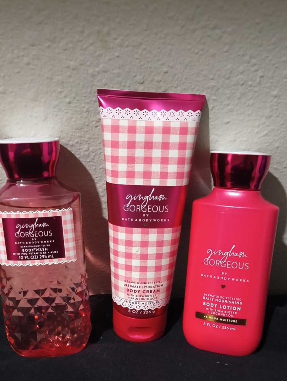 Bath & Body Works Gingham Gorgeous Pink Body Care Trio